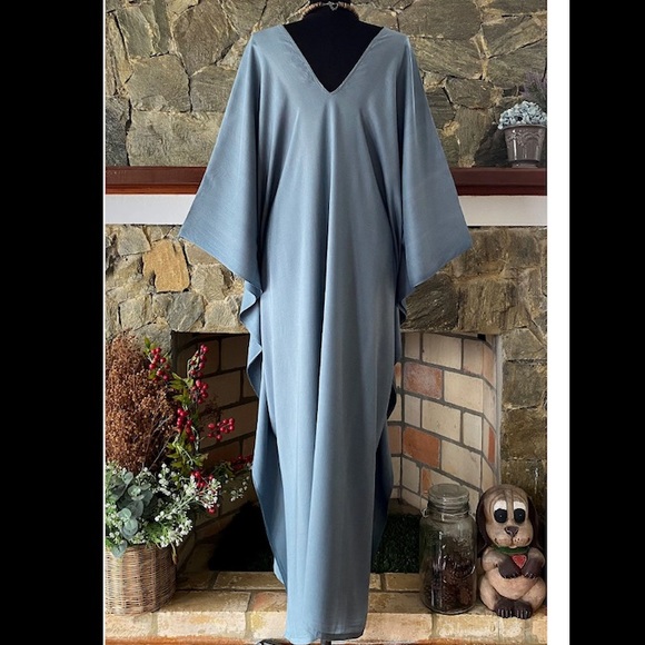 Hand Dyed Slate Blue Kaftan - Picture 3 of 3